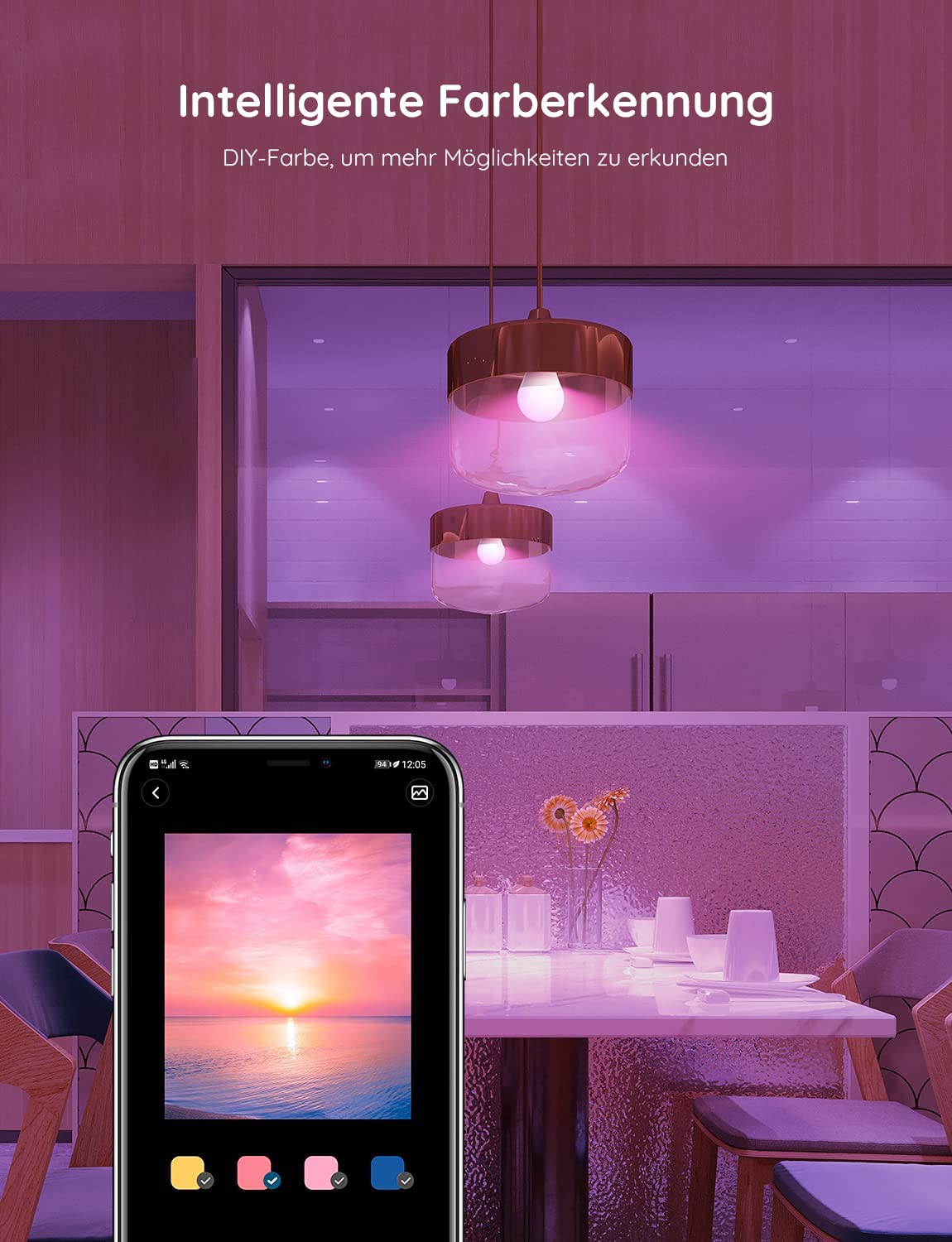 Govee Smart Light Bulb E27, WLAN Lamp RGBWW Dimmable with 16 Million Colours, 54 Scenes, Alexa Accessories LED Smart Bulb Works with Alexa Google Assistant, Timer, Group Control, Pack of 6