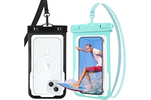 PEDVSTY 2 Pack Waterproof Phone Pouch, Up to 7.2" Waterproof Phone Case for iPhone 16 15 14 13 12 Pro Max Samsung Google, IPX8 Cellphone Dry Bag for Snorkeling Kayaking Cruise Beach Vacation, Black+Green