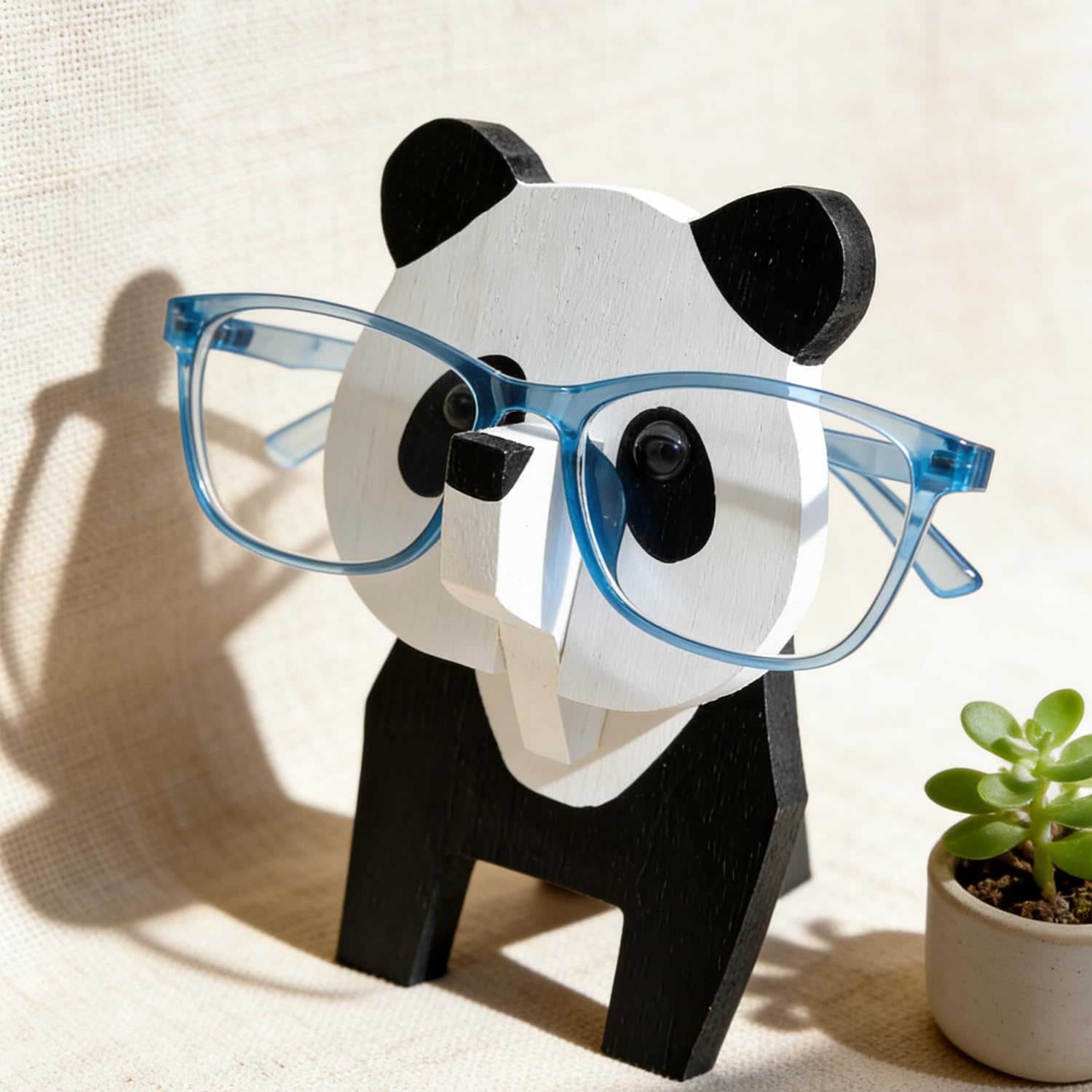 Norhogo Panda Spectacle Display Stand, 3D Wooden Puzzle panda glasses holder, wooden panda Shaped Home Office Desk Decor Pet Eyeglass Holder, Pets Spectacle Holder, Home Office Desk Décor Gift