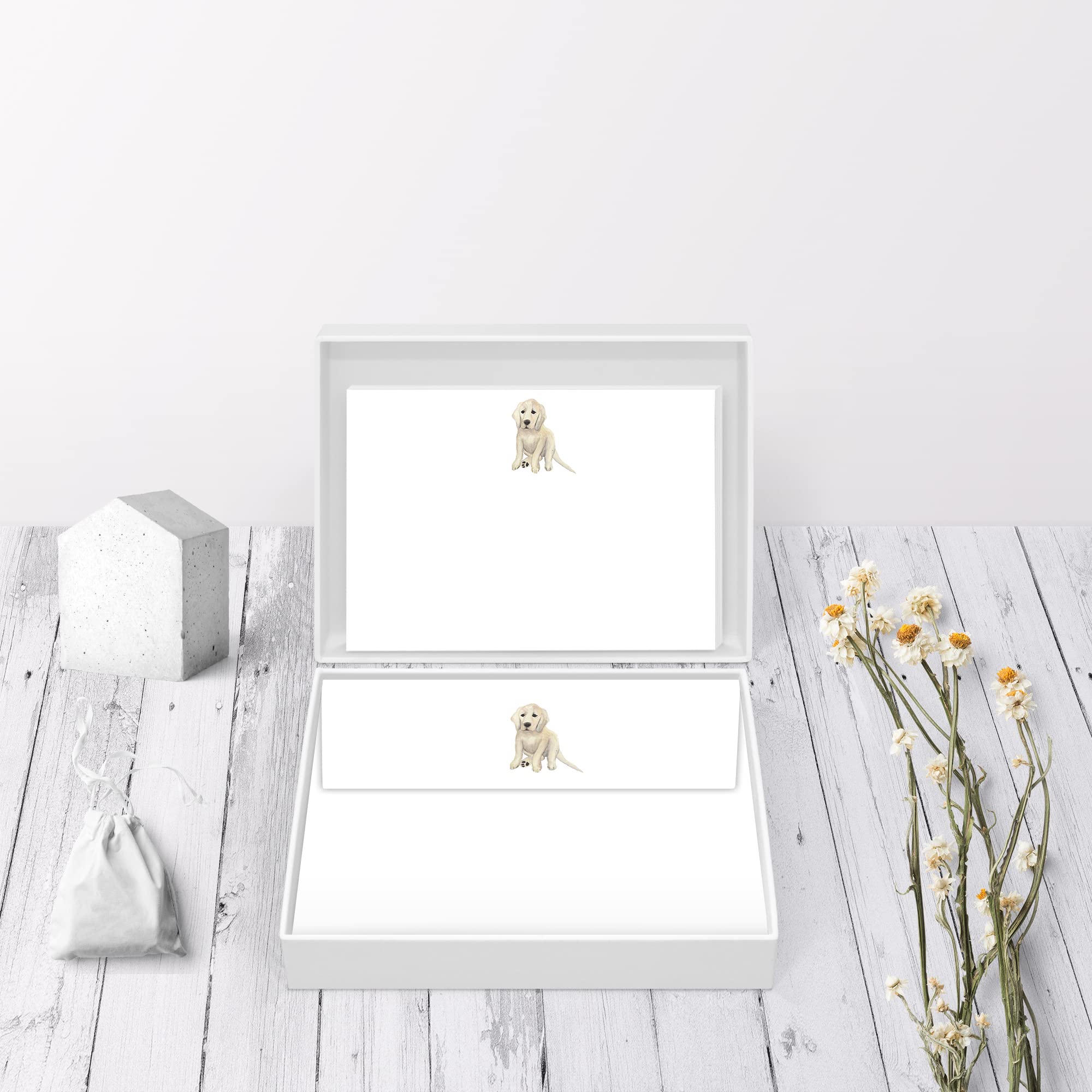 Me Loovely Golden Retriever Puppy Flat Notecard and Envelopes Sets Stationery Correspondence A6 Size Notecards Writing Supplies for Home Office & Christmas Gifts (Multipack of 20)