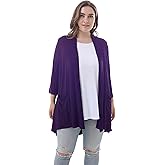 ZERDOCEAN Women's Plus Size 3/4 Sleeve Lightweight Soft Printed Drape Cardigan with Pockets