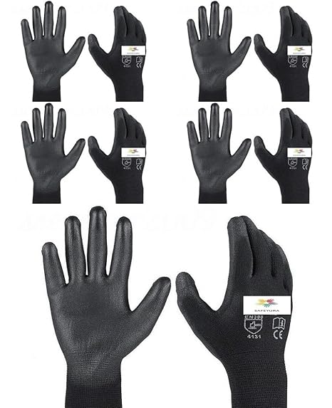 SAFEYURA Gardening Non-Slip Reusable Gloves, Anti-Static Garden Gloves - Pack of 5 Pairs