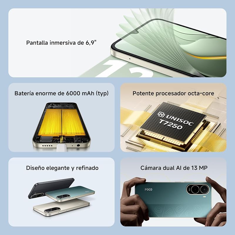 POCO C81 Pro Smartphone 4+128 GB Verde Batería de 6000 mAh