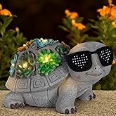 Pawatee Solar Garden Statues Turtle with Succulent and LED Lights Birthday Gifts for Women Mom Grandma Solar Outdoor Decor for Patio Backyard Yard Lawn Decoration-Unique