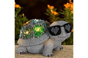 Pawatee Solar Garden Statues Turtle with Succulent and LED Lights Birthday Gifts for Women Mom Grandma Solar Outdoor Decor for Patio Backyard Yard Lawn Decoration-Unique