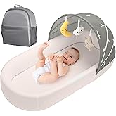 Portable Baby Bassinet- Travel Bassinet for Newborn and Infant, Suitable for Indoor & Outdoor Carry, Lightweight Foldable Washable, Portable Bassinet for Baby Travel, Portable Travel Bassinet, Grey