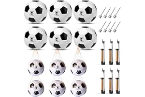 HurOutd 6 Pcs Soccer Balls with Pump, Size 5 Soccer Ball for Adults, Deflated Soccer Ball Set with Mesh Bag for Team Training