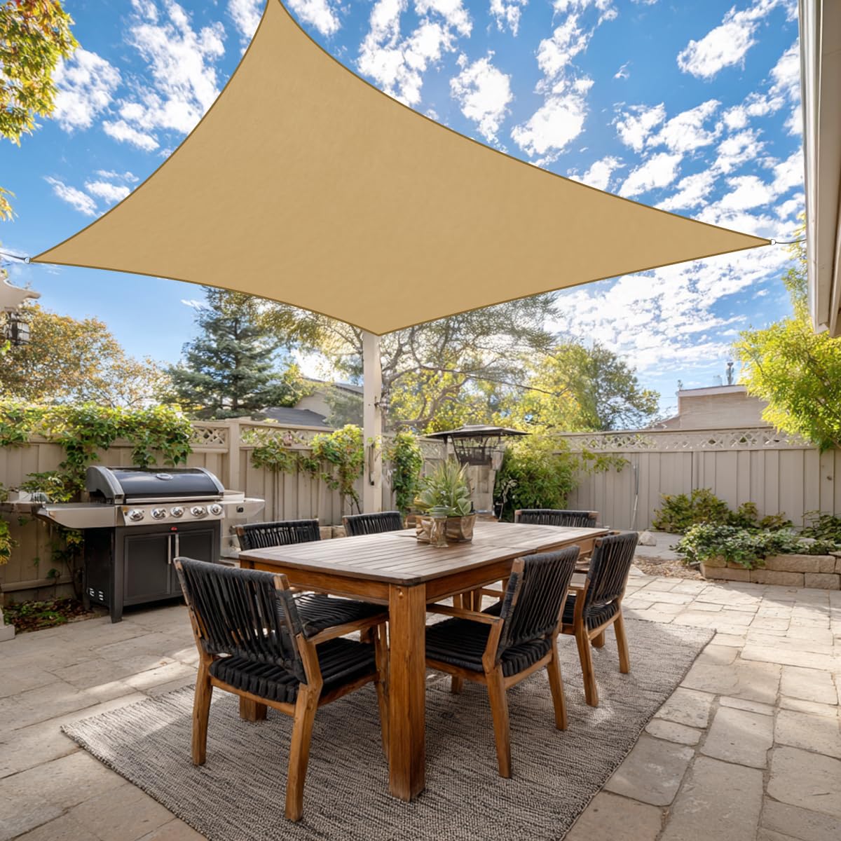 Green Bay Sand Patio Anti-UV Shade Sail - 3x2m Rectangle - Gazebo Sail Awning Canopy