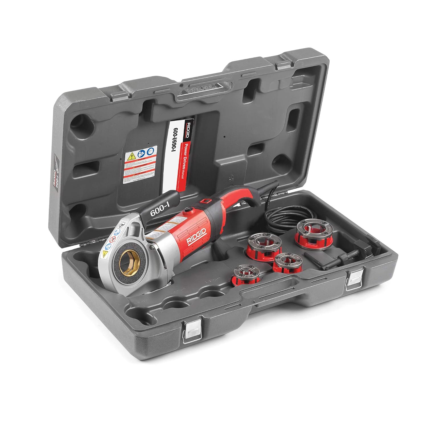 RIDGID 44878 Model 600-I Power Drive with 1/2-1 1/4 inch BSPT 11R Die Heads, Case and Support Arm, Colour, Size - Image 4