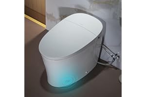 WOODBRIDGE Smart Toilet, Auto Open & Close, Auto Flush, Foot Sensor Operation, Heated Seat and Integrated Multi Function Remote Control in White