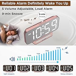 Peakeep Slim Digital Mirror Clock, Aesthetic Alarm