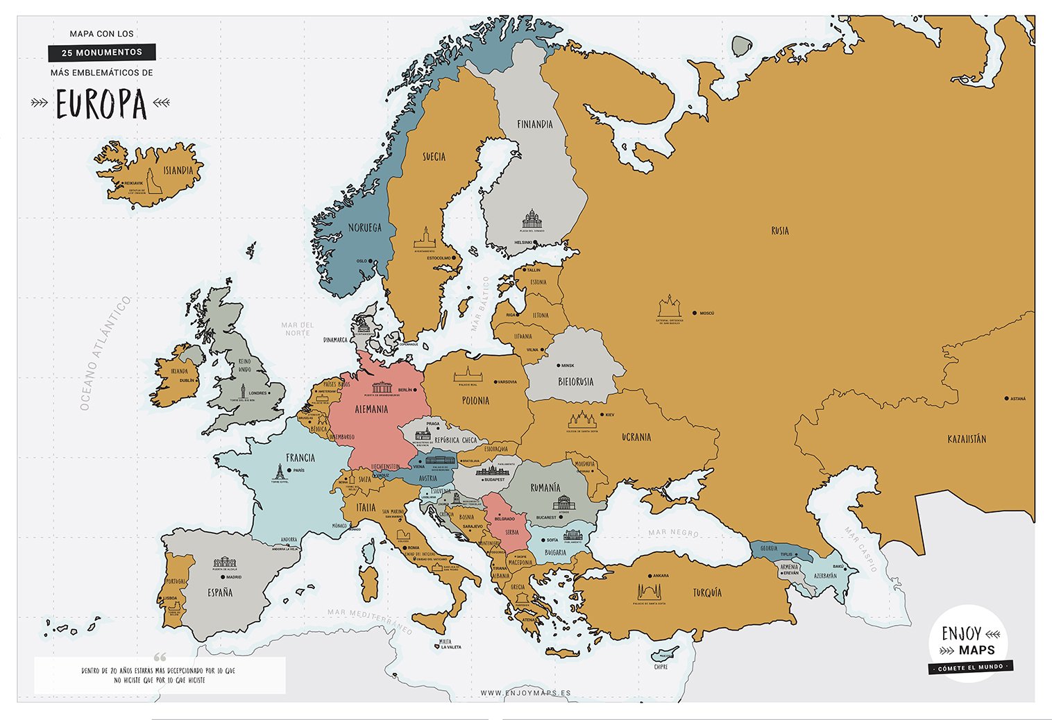 Enjoy Maps United, Map Designed With Scratchable Ink, Coated Paper, Multicolour, 65 x 45 cm [English Language Not