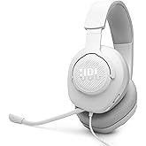 JBL Quantum 100M2 - Wired Over-Ear Gaming Headset with omnidirectional, Detachable mic with Mute Option and Fabric-Covered Memory Foam Ear Cushions, Compatible with All Platforms (White)