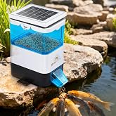 Proshine Automatic Fish Feeder for Pond Solar Powered 2.8L Capacity | Battery &amp; AC Auto Timed Fish Feeder for Pond Indoor &amp; Outdoor, Animal-Proof