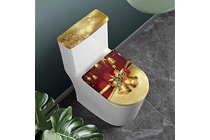 Flashideas Christmas Bells Bathroom Toilet Lid Covers and Tank Cover Set 2 Piece Set Toilet Seat Cover Fits Most Toilet Tanks & Lids Toilet Lid Cover Set for Bathroom Decor