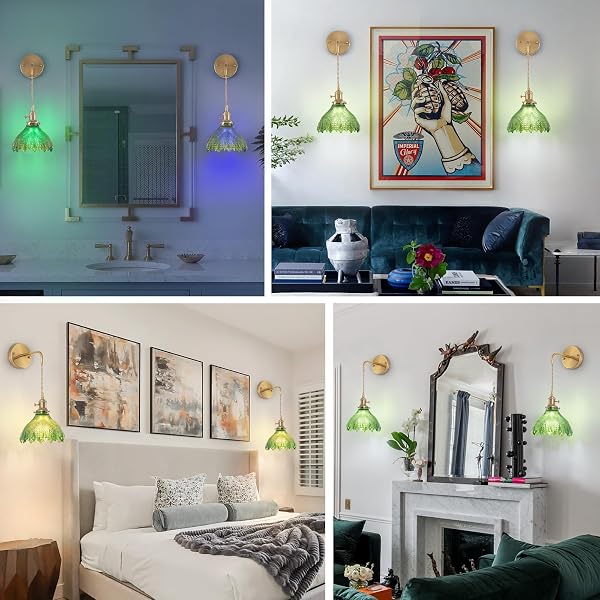 NOGCEW BATTERY OPERATED WALL SCONCE WITH REMOTE, RECHARGEABLE DIMMABLE WALL SCONCES SET OF 2, ADJUSTABLE CHAIN WIRELESS INDOOR 12 COLORS RGB WALL LAMP FOR LIVING ROOM BEDROOM