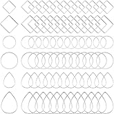 Ximalun 120Pcs Earring Hoops for Jewelry Making,Earring Finding Hypoallergenic Earrings Beading Hoop Bulk Open Bezel Pendant Frame Teardrop Square Round Circle Earrings Making Supplies for DIY Crafts