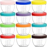 Youngever 18 Pack Baby Food Storage, 6 Ounce Baby Food Containers with Lids and Labels, 9 Assorted Colors