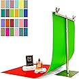 24 Colors Small Product Backdrops Photography Background Paper with Stand 12PCS 34x17inch Flat Lay Backdrop for Cosmetics Jewelry Products and Food