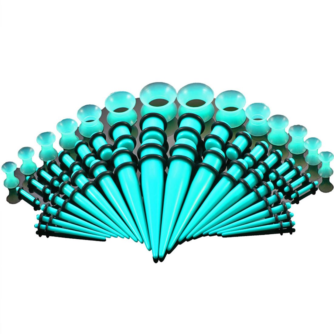 50 Pieces Ear Stretchings Stretchers Kit 14G-00G - Acrylic Tapers and Plugs + Silicone Tunnels - Ear Gauges Expander Set Body Piercing Jewelry