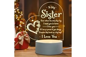 Afterprints Sister Gifts - to My Sister Night Light, Sister Birthday Gifts, Mothers Day Gifts for Sister, Sisters Gifts from Sister Brother on Graduation, Wedding, Christmas, Engraved Night Lamp
