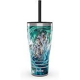 Tervis Traveler Teal Splash Triple Insulated Tumbler Travel Cup Keeps Drinks Cold & Hot, 30oz with Straw Lid, Stainless Steel