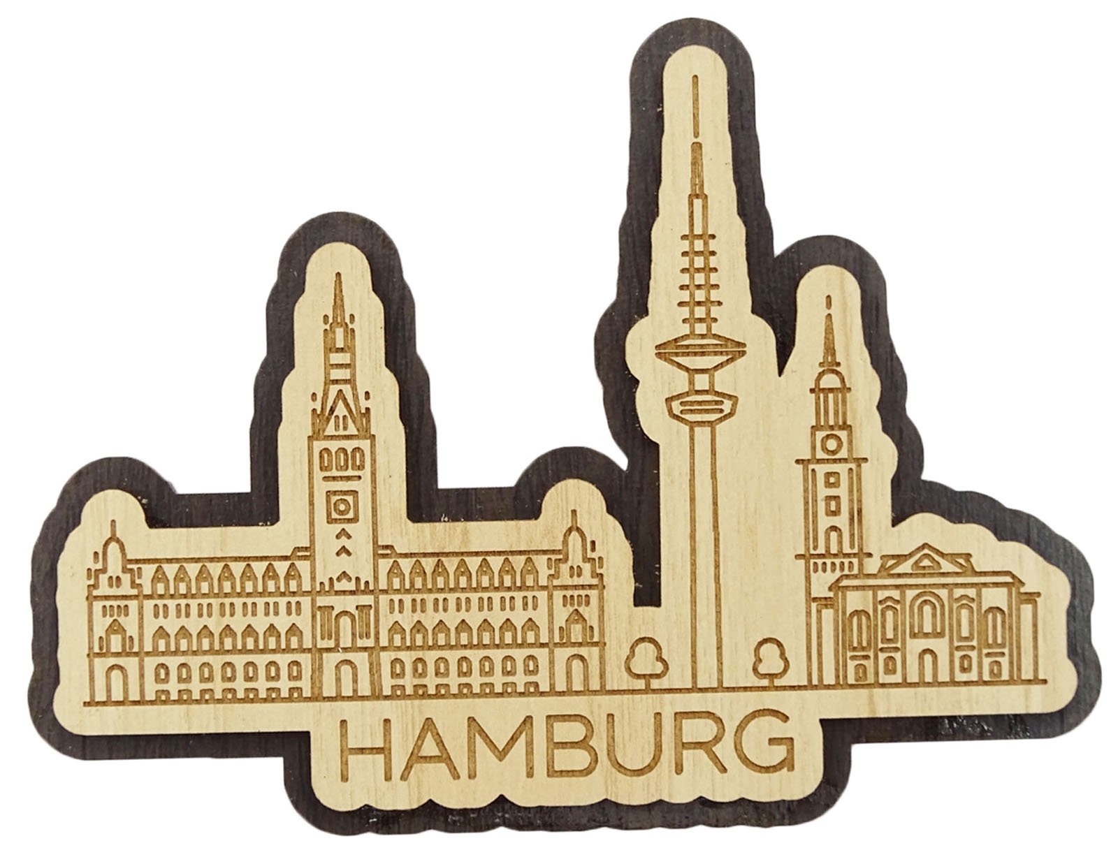 Printtoo Wooden Engraved Hamburg City Of Germany Fridge Magnet Souvenir Collectibles