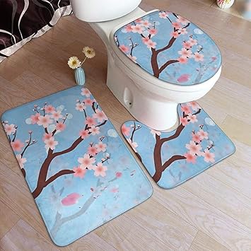 Juego de tapetes de alfombra de baño de franela de color rosa melocotón