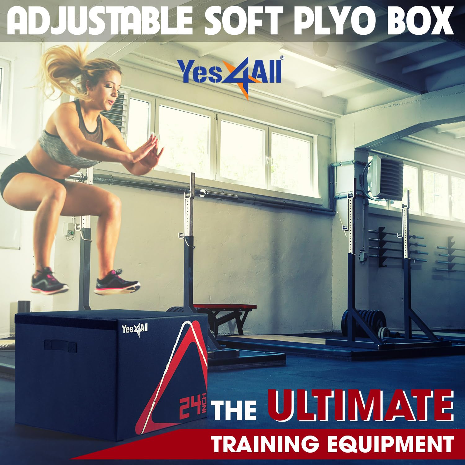 Yes4All Adjustable Soft Plyo Box, Jumping Trainer - For Plyometric Exercises and Conditioning, Multiple Height Variations