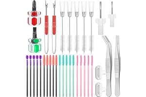DRAUPNIR 35 Pcs Sewing Machine Cleaning Kit, Sewing Machine Repair Tools Include Silicone Dense Hair Cleaning Brush, Tweezers, 2-Headed Brush, Screwdriver, Seam Rippers for Repair and Cleaning Machine Sewing