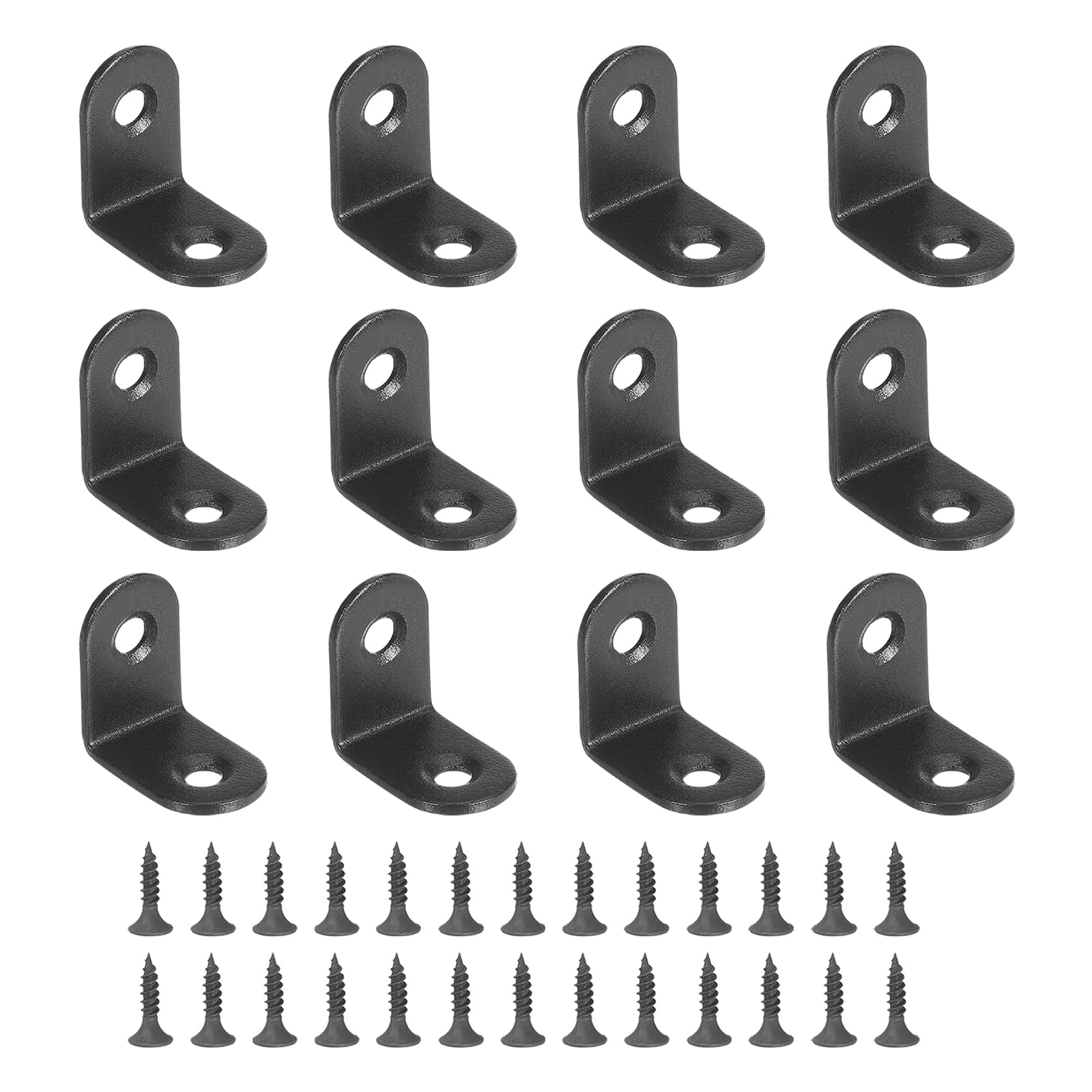 PATIKIL Stainless Steel Corner Braces 0.98 x 0.98 Inch,12 Pieces L Bracket Joint Right Angle Support Bracket L Shaped Corner Fasteners with Screws for Shelves, Black