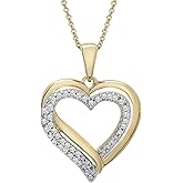 Timeless Love Heart Diamond Necklace for Women, 1/10 CTTW Diamond Heart Shaped Pendant With 18" Chain Set in Yellow Gold Over Sterling Silver or Sterling Silver, Fashion Heart Necklaces for Women
