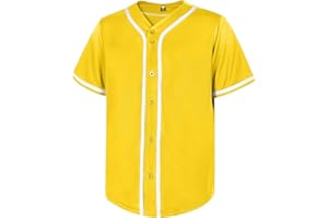 babyhealthy Mens Blank Baseball Jersey Button Down Shirts Plain Hip Hop Hipster Tshirts Softball Sports Active Tee