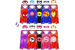 VOSOE Superhero Capes and Masks Cosplay Costumes Birthday Party Christmas Halloween Dress up Gift for Kids (Double Side 5 Sets)