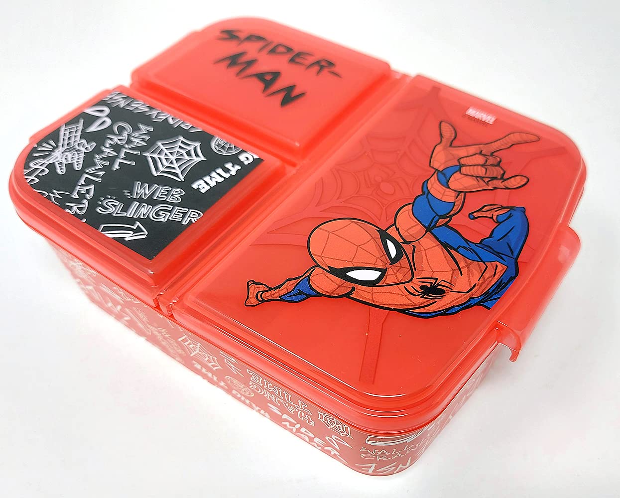 Spiderman Lunch Box with 3 Compartments, Kids’ Lunch Box, Bento Lunch Box for Children, Ideal for School, Nursery or Leisure