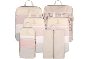 BUNNYCHILL See Through Expandable Compression Packing Cubes, Mesh Travel Packing Cubes for Suitcases, Lightweight Organizers Bag Set for Travel Essentials for Luggage