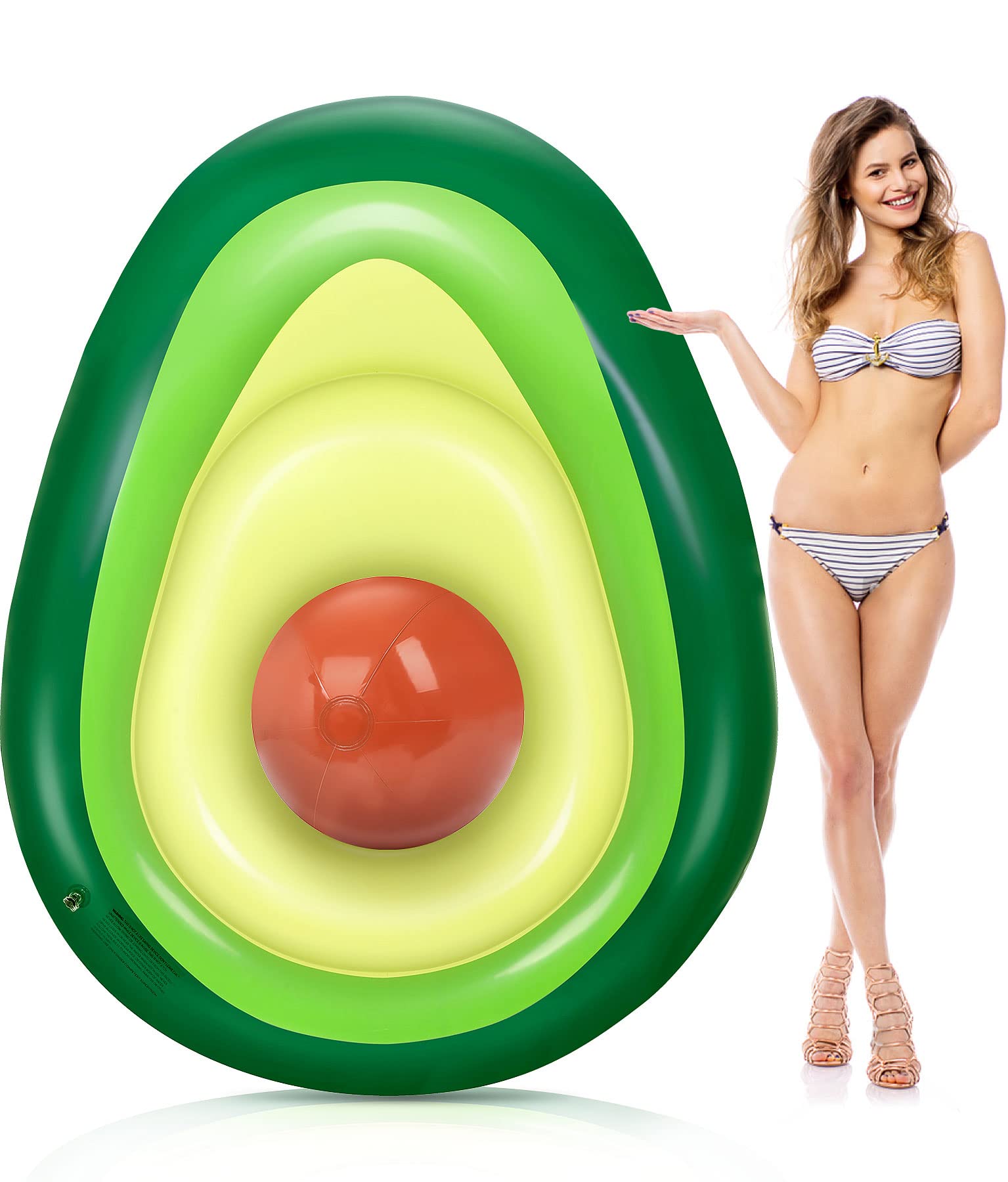 Jojoin Giant Inflatable Avocado Float, Pool Float with Ball Summer Swimming Pool Ring, Raft Lounge, Beach Float Party Toys for Kids Adults