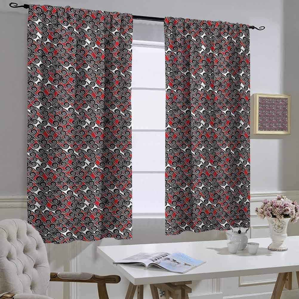 Mozenou Red and Black Room Darkening Curtains for Bedroom