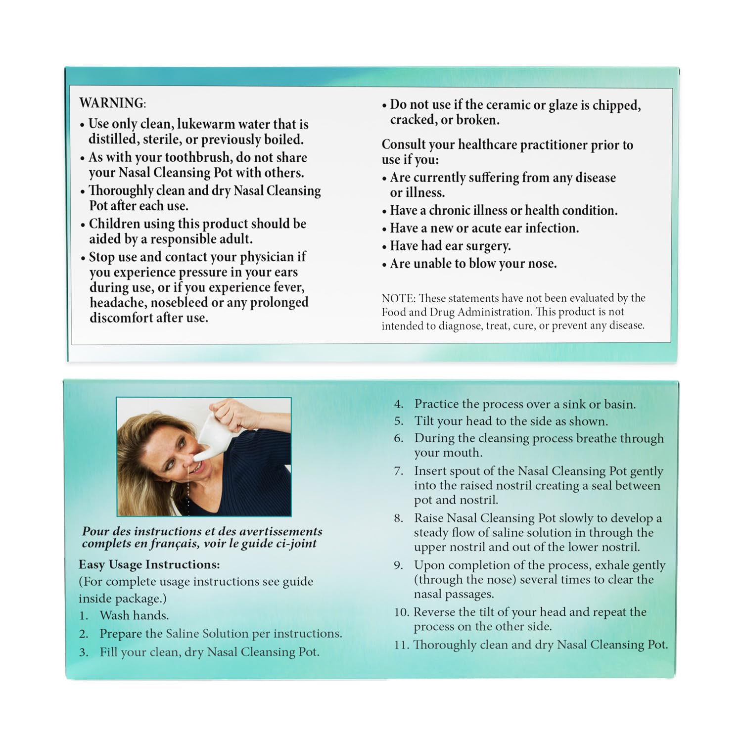 ANCIENT SECRETS Neti Pot Sinus Rinse + Pre-Measured Cleansing Salt Pack – Dishwasher-Safe Ceramic Model, Patented Ergonomic No-Leak Design, Nasal Cleansing Pot, Nasal Irrigation