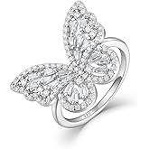STARCHENIE Butterfly Ring for Women 925 Sterling Silver Birthstone Rings Size 5-10