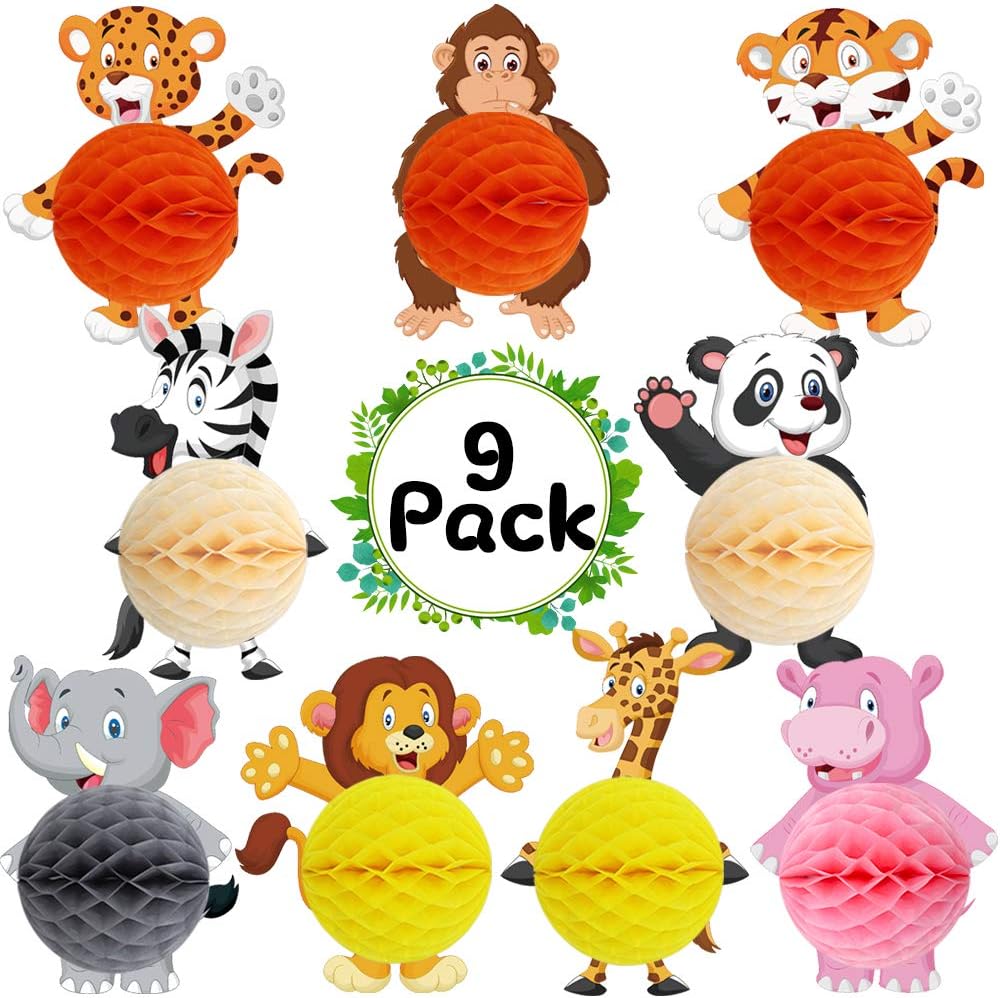 Safari Party Supplies Wild Jungle Animals Honeycomb Centerpieces Animals Decor for Baby Shower Kids Jungle Theme Party Supplies