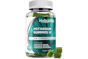 HOLLEGEND Potassium 3 in 1 Complex Gummies Sugar Free, New Formula with 99mg Potassium Citrate, Potassium Chloride, Potassium Gluconate, Leg Cramps & Muscle Supplements, 60 Chewables