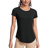 CRZ YOGA Pima Cotton Womens Short Sleeve Shirt Loose Casual Yoga T-Shirt Athletic Workout Tops