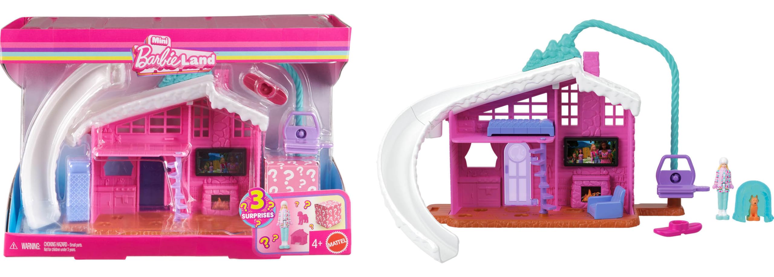 Barbie Mini Land Doll House Sets, Mini Dreamhouse with Surprise 1.5-inch Doll, Furniture & Accessories, Plus Elevator & Pool (Styles May Vary), JFY51