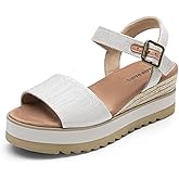 DREAM PAIRS Women's Open Toe Buckle Ankle Strap Espadrille Platform Wedge Sandals