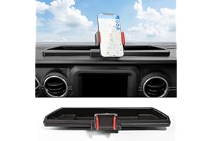 CheroCar JL Dash Multi-Mount Phone Holder Stoage Tray Cellphone System Kit fits for 2018-2022 Jeep Wrangler JL, fits for 2020-2022 Jeep Gladiator JT (Dark Black)