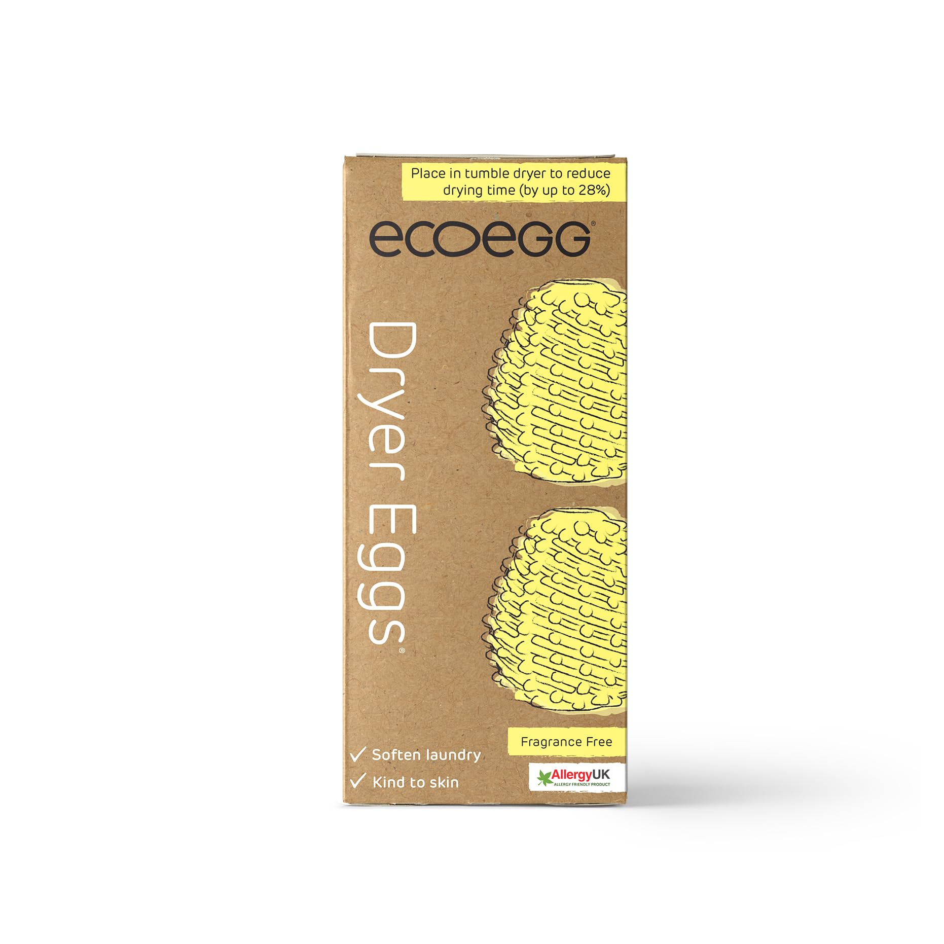 Ecoegg Dryer Egg | Reduces Drying Time | Tumble Dryer Balls replacement | Softens Clothes | Hypoallergenic | Fragrance Free | 2 Eggs