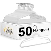 Quality Hangers 50 Pack Non-Velvet Plastic Hangers for Clothes - Heavy Duty Coat Hanger Set - Space-Saving Closet with Chrome Swivel Hook, Functional Non-Flocked Hangers - Cream White