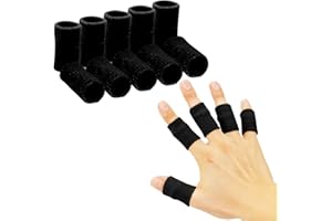 SEVENSUN Finger Sleeves , Thumb Splint Brace For Finger Support, Breathable Elastic Finger tape, Compression pression Protector For Reliving Pain, Triggger Finger, Compression Aid For Sports, 10PCS (black)