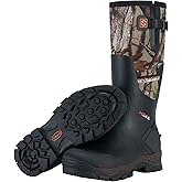 HISEA Rubber Hunting Boots for Men Waterproof Rain Boots for Mud Working Farming Fishing, Adjustable Calf